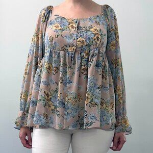 Contempo Casuals Vintage Floral Off-The-Shoulder Top